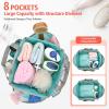 imageFcolor Mesh Shower Caddy Portable with Dividers  Upgrade Deeper 7 Pockets Dorm Room Essentials with S Hook Shower Bag Basket Tote for Guys Girls College Camping Toiletry Bathroom BlackMint Green with Dividers