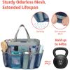 imageFcolor Mesh Shower Caddy Portable with Dividers  Upgrade Deeper 7 Pockets Dorm Room Essentials with S Hook Shower Bag Basket Tote for Guys Girls College Camping Toiletry Bathroom Black1 Pack L Blue