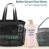 imageFcolor Mesh Shower Caddy Portable with Dividers  Upgrade Deeper 7 Pockets Dorm Room Essentials with S Hook Shower Bag Basket Tote for Guys Girls College Camping Toiletry Bathroom Black1 Pack XLarge Black