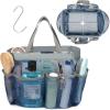 imageFcolor Mesh Shower Caddy Portable with Dividers  Upgrade Deeper 7 Pockets Dorm Room Essentials with S Hook Shower Bag Basket Tote for Guys Girls College Camping Toiletry Bathroom Blue