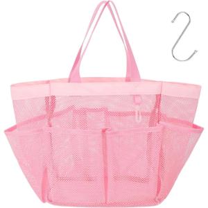 imageFcolor Mesh Shower Caddy Portable with Dividers  Upgrade Deeper 7 Pockets Dorm Room Essentials with S Hook Shower Bag Basket Tote for Guys Girls College Camping Toiletry Bathroom BlackPink