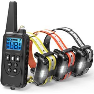 imageFcolor Dog Training Collar Rechargeable Waterproof Dog Shock Collar for Dogs with Remote 2600ft with Beep Vibrating Shock LED Light 4 Modes for Small Medium Large Dogs3Pack PVC Collar in Mixed YellowOrangeBlack