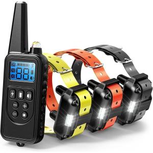 imageFcolor Dog Training Collar Rechargeable Waterproof Dog Shock Collar for Dogs with Remote 2600ft with Beep Vibrating Shock LED Light 4 Modes for Small Medium Large Dogs3Pack PVC Collar in Pure YellowOrangeBlack