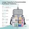 imageFcolor Hanging Shower Caddy Portable  College Dorm Essentials for Girls Guys with Hooks Soft Crossbody Shoulder Strap Multiple Pockets QuickDry Shower Bag for Dorm Travel Essentials Dark GreyPurple with Strap