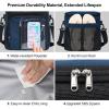 imageFcolor Hanging Shower Caddy Portable  College Dorm Essentials for Girls Guys with Hooks Soft Crossbody Shoulder Strap Multiple Pockets QuickDry Shower Bag for Dorm Travel Essentials Dark GreyDark Blue with Strap