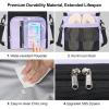 imageFcolor Hanging Shower Caddy Portable  College Dorm Essentials for Girls Guys with Hooks Soft Crossbody Shoulder Strap Multiple Pockets QuickDry Shower Bag for Dorm Travel Essentials Dark GreyPurple with Strap