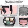 imageFcolor Hanging Shower Caddy Portable  College Dorm Essentials for Girls Guys with Hooks Soft Crossbody Shoulder Strap Multiple Pockets QuickDry Shower Bag for Dorm Travel Essentials Dark GreyLight Pink