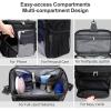 imageFcolor Hanging Shower Caddy Portable  College Dorm Essentials for Girls Guys with Hooks Soft Crossbody Shoulder Strap Multiple Pockets QuickDry Shower Bag for Dorm Travel Essentials Dark GreyBlack with Strap