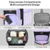 imageFcolor Hanging Shower Caddy Portable  College Dorm Essentials for Girls Guys with Hooks Soft Crossbody Shoulder Strap Multiple Pockets QuickDry Shower Bag for Dorm Travel Essentials Dark GreyPurple