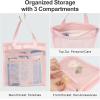imageFcolor Mesh Shower Caddy Portable Hanging  3 Pockets Small Shower Bag Tote for Camping Gym Travel Toiletry Quick Dry Bathroom Essentials with S Hook PinkPink