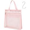 imageFcolor Mesh Shower Caddy Portable Hanging  3 Pockets Small Shower Bag Tote for Camping Gym Travel Toiletry Quick Dry Bathroom Essentials with S Hook PinkPink