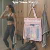 imageFcolor Mesh Shower Caddy Portable Hanging  3 Pockets Small Shower Bag Tote for Camping Gym Travel Toiletry Quick Dry Bathroom Essentials with S Hook PinkPink