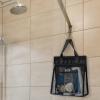 imageFcolor Mesh Shower Caddy Portable Hanging  3 Pockets Small Shower Bag Tote for Camping Gym Travel Toiletry Quick Dry Bathroom Essentials with S Hook PinkBlack