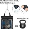 imageFcolor Mesh Shower Caddy Portable Hanging  3 Pockets Small Shower Bag Tote for Camping Gym Travel Toiletry Quick Dry Bathroom Essentials with S Hook PinkBlack