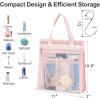 imageFcolor Mesh Shower Caddy Portable Hanging  3 Pockets Small Shower Bag Tote for Camping Gym Travel Toiletry Quick Dry Bathroom Essentials with S Hook PinkPink