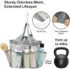 imageFcolor Mesh Shower Caddy Portable with Drawstring  Upgrade Deeper 7 Pockets Dorm Room Essentials for Guys Girls with S Hook Shower Bag Basket Tote for College Camping Bathroom Yellow BeachGrey with Drawstring