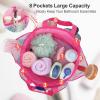 imageFcolor Mesh Shower Caddy Portable with Drawstring  Upgrade Deeper 7 Pockets Dorm Room Essentials for Guys Girls with S Hook Shower Bag Basket Tote for College Camping Bathroom Yellow BeachPink Flamingo with Drawstring