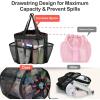 imageFcolor Mesh Shower Caddy Portable with Drawstring  Upgrade Deeper 7 Pockets Dorm Room Essentials for Guys Girls with S Hook Shower Bag Basket Tote for College Camping Bathroom Yellow Beach2 Pack Black  Mint Green with Drawstring