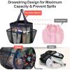 imageFcolor Mesh Shower Caddy Portable with Drawstring  Upgrade Deeper 7 Pockets Dorm Room Essentials for Guys Girls with S Hook Shower Bag Basket Tote for College Camping Bathroom Yellow BeachBlack with Dark Blue with Drawstring