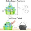 imageFcolor Mesh Shower Caddy Portable with Drawstring  Upgrade Deeper 7 Pockets Dorm Room Essentials for Guys Girls with S Hook Shower Bag Basket Tote for College Camping Bathroom Yellow BeachGreen with Drawstring