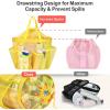 imageFcolor Mesh Shower Caddy Portable with Drawstring  Upgrade Deeper 7 Pockets Dorm Room Essentials for Guys Girls with S Hook Shower Bag Basket Tote for College Camping Bathroom Yellow BeachYellow with Drawstring
