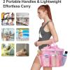 imageFcolor Mesh Shower Caddy Portable with Drawstring  Upgrade Deeper 7 Pockets Dorm Room Essentials for Guys Girls with S Hook Shower Bag Basket Tote for College Camping Bathroom Yellow BeachPink with Drawstring