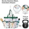 imageFcolor Mesh Shower Caddy Portable with Drawstring  Upgrade Deeper 7 Pockets Dorm Room Essentials for Guys Girls with S Hook Shower Bag Basket Tote for College Camping Bathroom Yellow BeachGreen Pineapple with Drawstring