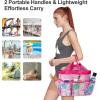imageFcolor Mesh Shower Caddy Portable with Drawstring  Upgrade Deeper 7 Pockets Dorm Room Essentials for Guys Girls with S Hook Shower Bag Basket Tote for College Camping Bathroom Yellow BeachPink Flamingo with Drawstring