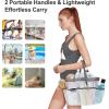 imageFcolor Mesh Shower Caddy Portable with Drawstring  Upgrade Deeper 7 Pockets Dorm Room Essentials for Guys Girls with S Hook Shower Bag Basket Tote for College Camping Bathroom Yellow BeachWhite with Drawstring