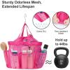 imageFcolor Mesh Shower Caddy Portable with Drawstring  Upgrade Deeper 7 Pockets Dorm Room Essentials for Guys Girls with S Hook Shower Bag Basket Tote for College Camping Bathroom Yellow BeachRose red with Drawstring