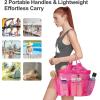 imageFcolor Mesh Shower Caddy Portable with Drawstring  Upgrade Deeper 7 Pockets Dorm Room Essentials for Guys Girls with S Hook Shower Bag Basket Tote for College Camping Bathroom Yellow BeachRose red with Drawstring