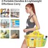 imageFcolor Mesh Shower Caddy Portable with Drawstring  Upgrade Deeper 7 Pockets Dorm Room Essentials for Guys Girls with S Hook Shower Bag Basket Tote for College Camping Bathroom Yellow BeachYellow with Drawstring