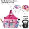 imageFcolor Mesh Shower Caddy Portable with Drawstring  Upgrade Deeper 7 Pockets Dorm Room Essentials for Guys Girls with S Hook Shower Bag Basket Tote for College Camping Bathroom Yellow BeachPink Flamingo with Drawstring
