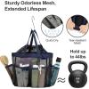 imageFcolor Mesh Shower Caddy Portable with Drawstring  Upgrade Deeper 7 Pockets Dorm Room Essentials for Guys Girls with S Hook Shower Bag Basket Tote for College Camping Bathroom Yellow BeachBlack with Dark Blue with Drawstring