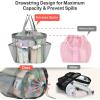 imageFcolor Mesh Shower Caddy Portable with Drawstring  Upgrade Deeper 7 Pockets Dorm Room Essentials for Guys Girls with S Hook Shower Bag Basket Tote for College Camping Bathroom Yellow BeachGrey with Drawstring