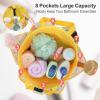 imageFcolor Mesh Shower Caddy Portable with Drawstring  Upgrade Deeper 7 Pockets Dorm Room Essentials for Guys Girls with S Hook Shower Bag Basket Tote for College Camping Bathroom Yellow BeachYellow Beach with Drawstring