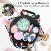 imageFcolor Mesh Shower Caddy Portable with Drawstring  Upgrade Deeper 7 Pockets Dorm Room Essentials for Guys Girls with S Hook Shower Bag Basket Tote for College Camping Bathroom Yellow BeachLeopard with Drawstring