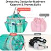 imageFcolor Mesh Shower Caddy Portable with Drawstring  Upgrade Deeper 7 Pockets Dorm Room Essentials for Guys Girls with S Hook Shower Bag Basket Tote for College Camping Bathroom Yellow BeachMint Green with Drawstring