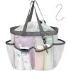imageFcolor Mesh Shower Caddy Portable with Drawstring  Upgrade Deeper 7 Pockets Dorm Room Essentials for Guys Girls with S Hook Shower Bag Basket Tote for College Camping Bathroom Yellow BeachWhite with Drawstring