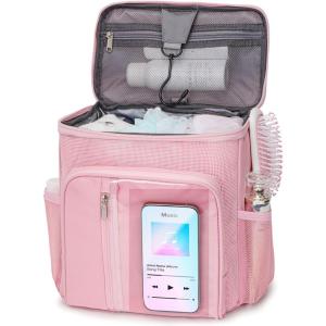 imageFcolor Hanging Shower Caddy Portable  College Dorm Essentials for Girls Guys with Hooks Soft Crossbody Shoulder Strap Multiple Pockets QuickDry Shower Bag for Dorm Travel Essentials Dark GreyPink