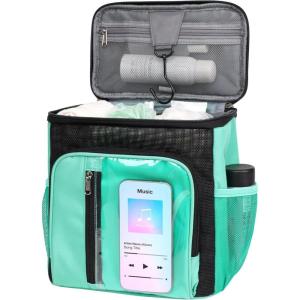 imageFcolor Hanging Shower Caddy Portable  College Dorm Essentials for Girls Guys with Hooks Soft Crossbody Shoulder Strap Multiple Pockets QuickDry Shower Bag for Dorm Travel Essentials Dark GreyCyan