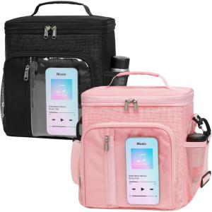 imageFcolor Hanging Shower Caddy Portable  College Dorm Essentials for Girls Guys with Hooks Soft Crossbody Shoulder Strap Multiple Pockets QuickDry Shower Bag for Dorm Travel Essentials Dark Grey2 Packs Black  Pink