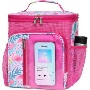 imageFcolor Hanging Shower Caddy Portable  College Dorm Essentials for Girls Guys with Hooks Soft Crossbody Shoulder Strap Multiple Pockets QuickDry Shower Bag for Dorm Travel Essentials Dark GreyPink Flamingo
