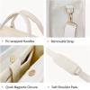 imageFcolor College Tote Bag for School  Large Canvas Nurse Bag with Pockets and CompartmentBeige With Magnetic Snap Closure