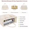imageFcolor College Tote Bag for School  Large Canvas Nurse Bag with Pockets and CompartmentBeige With Magnetic Snap Closure