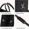 imageFcolor College Tote Bag for School  Large Canvas Nurse Bag with Pockets and CompartmentBlack With Magnetic Snap Closure