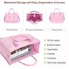 imageFcolor College Tote Bag for School  Large Canvas Nurse Bag with Pockets and CompartmentPink With Magnetic Snap Closure