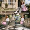 imageFcolor College Tote Bag for School  Large Canvas Nurse Bag with Pockets and CompartmentPink With Magnetic Snap Closure