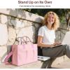 imageFcolor College Tote Bag for School  Large Canvas Nurse Bag with Pockets and CompartmentPink With Zipper