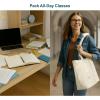imageFcolor College Tote Bag for School  Large Nylon Nurse Bag with Laptop Sleeve Zipper and Compartment for Women StudentsBeige With Zipper